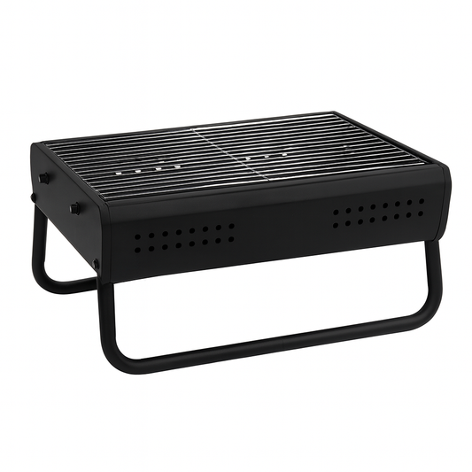 Portable BBQ Grill – Rectangular Iron Charcoal Grill with Stand