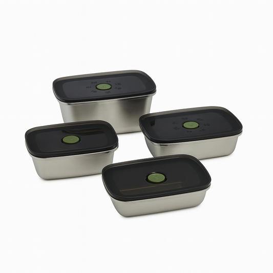 4-Piece Stainless Steel 304 Airtight Storage Container Set – 500ml, 650ml, 750ml, 1000ml