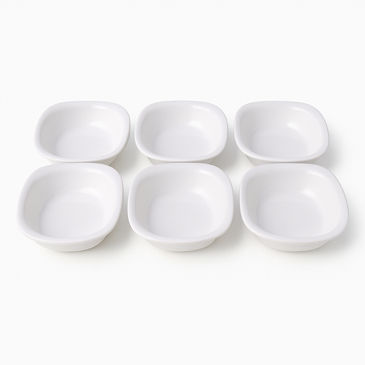 6 Pcs Solecasa White Square Ceramic Bowl Set – Minimalist Snack & Dip Bowls