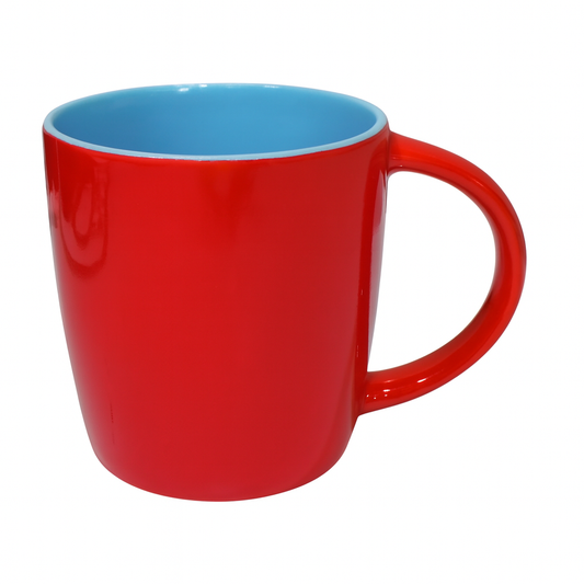 380ML Contrast Interior Ceramic Mug – Red, Yellow & Blue, Yellow & Black, White Variants
