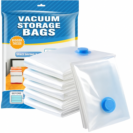 6 Pcs Vacuum Storage Bags – Space Saver Set with Air-Tight Seal
