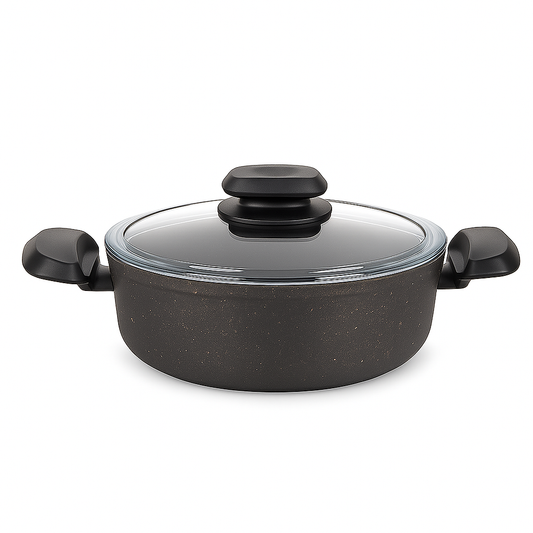 Ornella Aluminum Non-Stick Casserole with Glass Lid – Available in 20x10.5 cm (3.0 L), 24x6.5 cm & 28x7.5 cm (4.0 L)