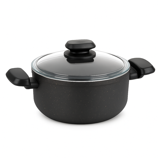 Ornella Aluminum Non-Stick Casserole with Glass Lid – 24x12.5 cm (5.0 L) & 28x14.5 cm (8.0 L)