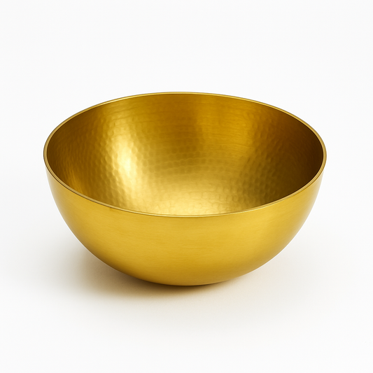 Premium Golden Stainless Steel Mixing Bowl Set (22 cm & 25 cm) – Hammered Finish, Nesting Kitchen Bowls for Baking & Serving