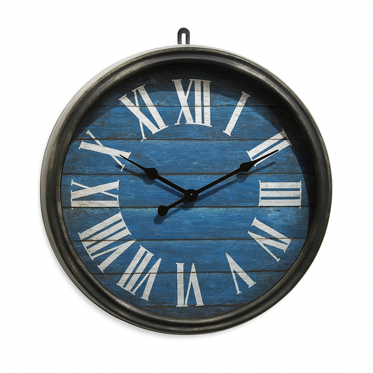 Heritage Oxford 14-Inch Nautical Wall Clock – Blue Rustic with Roman Numerals - Habitt