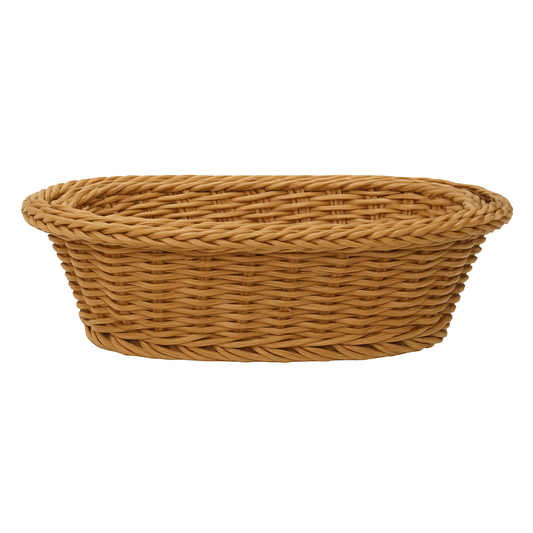 3-Piece Handwoven Oval Cane Bread Basket Set – Natural Brown Rattan Serving Baskets for Dining, Kitchen & Restaurants