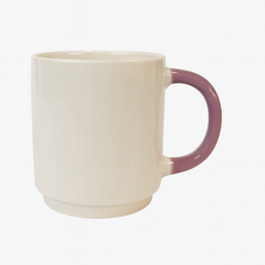 Cream Ceramic Coffee Mug with Gradient Pink Handle – Elegant Everyday Tea & Coffee Cup