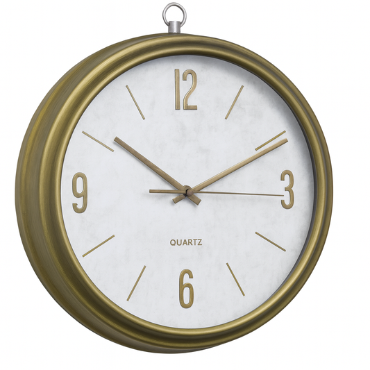 Rustic Gold Wall Clock – 14.5-Inch Modern Vintage Decorative Clock with Brass-Tone Plastic Frame