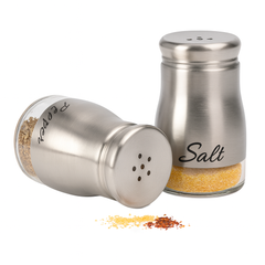 1Pc Stainless Steel Salt & Pepper Shaker – Assorted Design (CH-4, Single Piece)