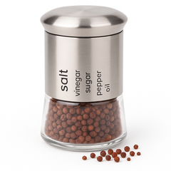 1Pc Stainless Steel Salt & Pepper Shaker – Multi-Label Design (CH-27, Single Piece)