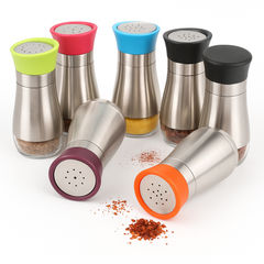 1Pc Stainless Steel Salt & Pepper Shaker – Assorted Color Top (CH-30, Single Piece)