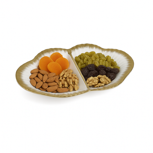 Elegant 2-Portion Serving Dish – Gold Rim Design