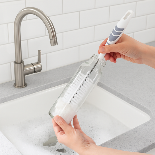 Premium 2-in-1 Bottle Cleaning Brush with Soft Bristles & Ergonomic Handle