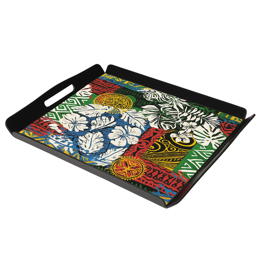 10 on 10 Magical Black Tray – Multicolor Decorative Serving Tray (25.4 cm)