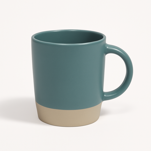 Ceramic Coffee Mug 350ml  | Green, Light Brown, Maroon & Brown