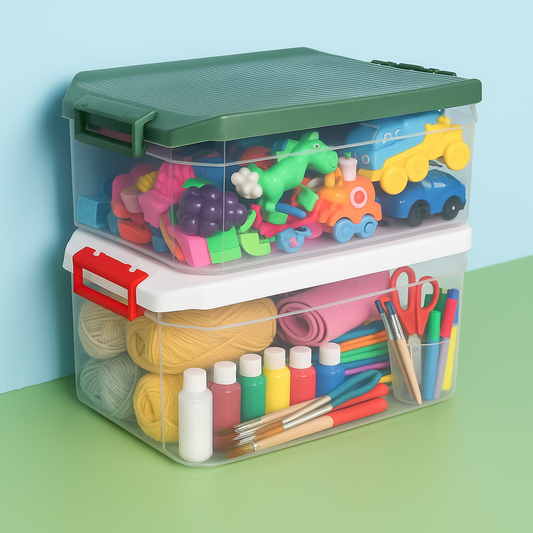 1pc Large Plastic Storage Box with Locking Lid – 4500ml Food-Grade Container (Red & Transparent)