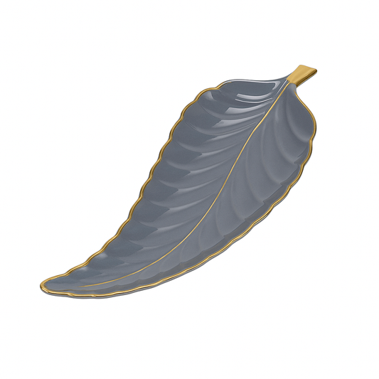 1Pc Leaf Platter Single – Grey (Small) & Pink (Large) | Elegant Ceramic Serving Platter