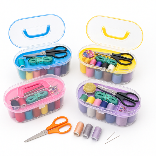 1pc Portable Mini Sewing Box Kit with Threads, Needles & Accessories Assorted – Compact Travel & Home Sewing Set