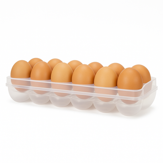 Egg Holder Plastic Refrigerator Storage Box with Lid (12 Eggs)