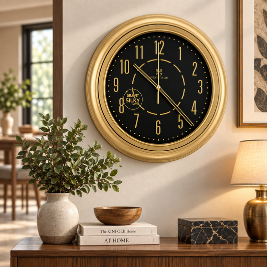 Heritage Vintage Wall Clock 15" – Classic Gold & Black Decorative Timepiece