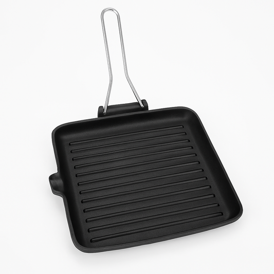 Prestige Cast Iron Grill Pan – Heavy-Duty Square Grill Pan for Indoor & Outdoor Cooking