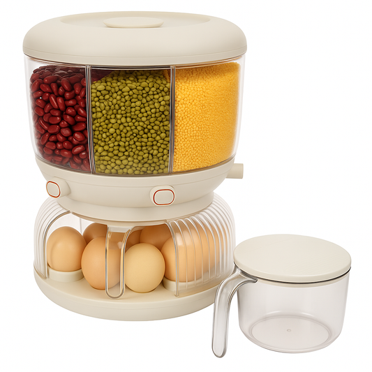 Rice Dispenser with Egg Tray – Multi‑Compartment Grain & Egg Storage Container