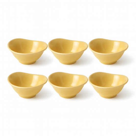 6 Pcs Solecasa Yellow Ceramic Bowl Set – Modern Snack & Side Bowls for Everyday Use