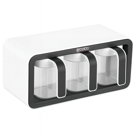ECOCO Spice Jar Set – 3 Pcs Seasoning Container with Rack