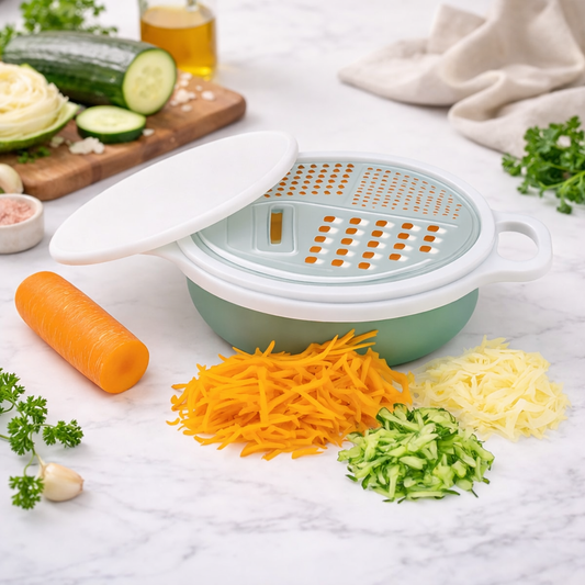 3-in-1 Grater with Storage Bowl & Lid Green | Multi-Purpose Kitchen Tool – 1 Piece