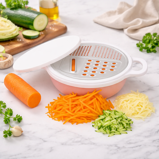 3-in-1 Grater with Storage Bowl & Lid Beige | Multi-Purpose Kitchen Tool – 1 Piece