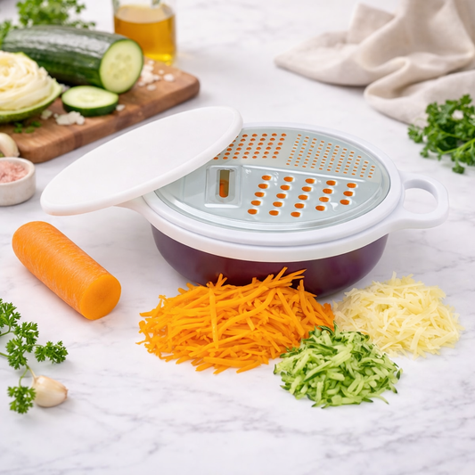 3-in-1 Grater with Storage Bowl & Lid Purple | Multi-Purpose Kitchen Tool – 1 Piece