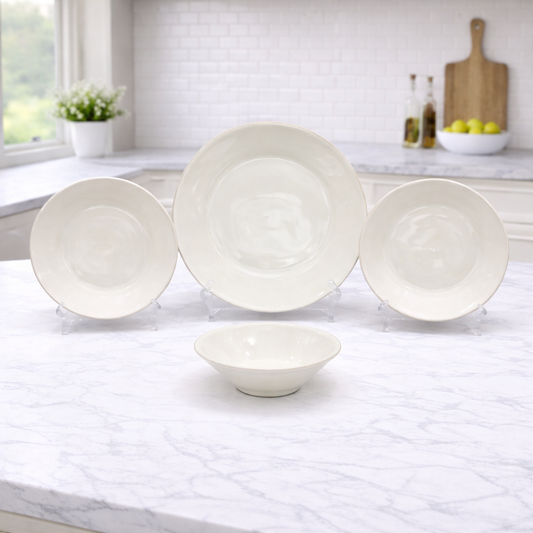 6 Person (26pcs)Elegant White Embossed – Classic Luxury Tableware Collection