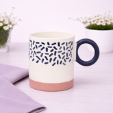 White Ceramic Mug with Black Sprinkle Pattern