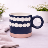 Black Ceramic Mug with White Geometric Dot Pattern