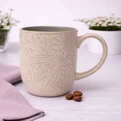 Grey Embossed Ceramic Mug 3 x 4 Inch | Speckled Finish Coffee & Tea Mug