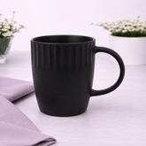 Black Ribbed Ceramic Mug 3.5 x 4 Inch | Modern Minimalist Coffee & Tea Mug