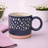 Black Ceramic Mug with White Raindrop Pattern