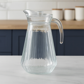 Crystal-Clear 1700 ml Glass Jug with Textured Design – Large Water & Juice Pitcher for Home Serving - Habitt