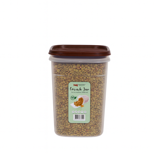 1pc Crunch Jar Medium – 1300 ml Plastic Airtight Food Storage Container (White, Red, Grey, Brown Lid Options)