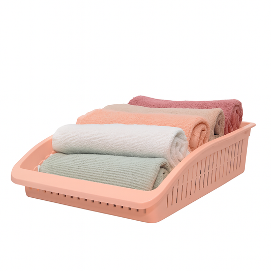 1pc Organizer Basket #3 (Assorted) – Large Plastic Storage Basket (Pink, Beige, Grey, White)