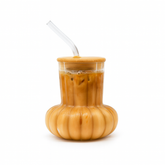 350ml Straw Glass – Clear Borosilicate with Wooden Lid & Reusable Straw - Habitt