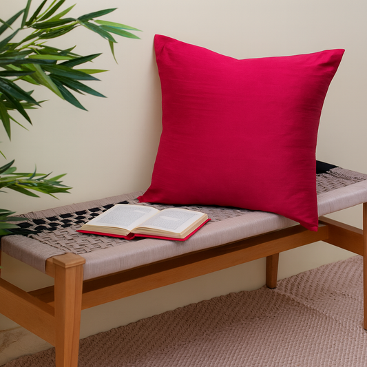 Pink Cotton Silk Cushion Cover 18x18 – Elegant Plain Decorative Throw Pillow for Sofa, Bed & Living Room