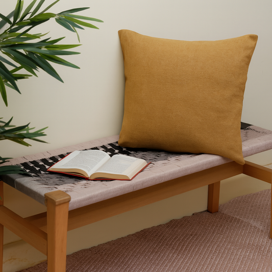 Jute Texture Cushion Cover 18x18 – Rustic Decorative Throw Pillow for Sofa, Bed & Living Room