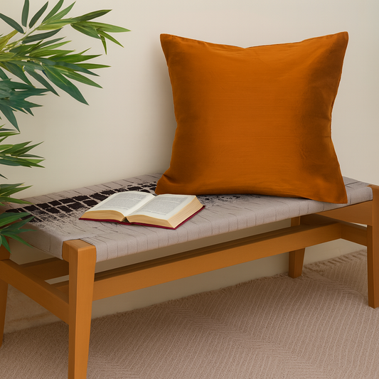 Brown Cotton Silk Cushion Cover 18x18 – Elegant Plain Decorative Throw Pillow for Sofa, Bed & Living Room