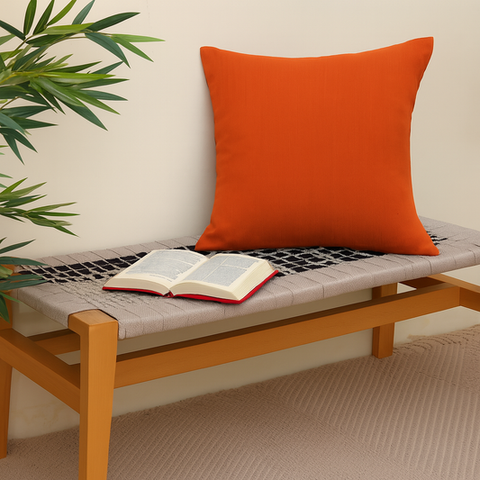 Rust Cotton Silk Cushion Cover 18x18 – Elegant Plain Decorative Throw Pillow for Sofa, Bed & Living Room