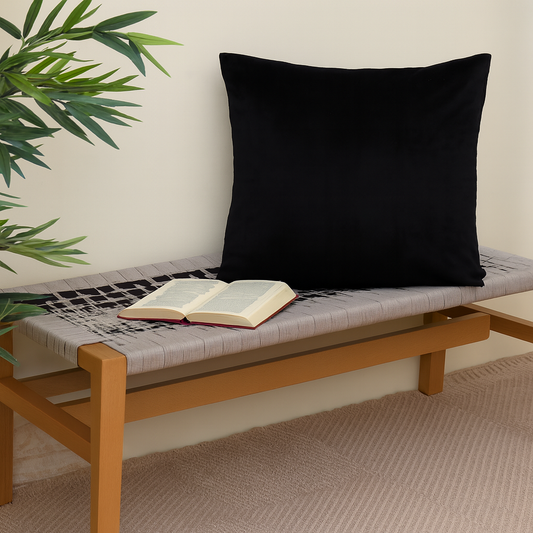 Jet Black Velvet Cushion Cover 18x18 – Luxurious Soft Throw Pillow for Modern Sofa & Bedroom Décor