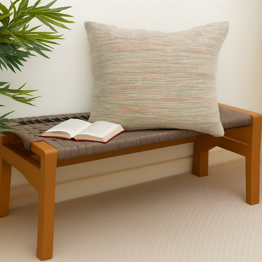 Sahar Textured Cushion Cover 18x18 – Handwoven Cotton Throw Pillow in Subtle Multicolor Weave