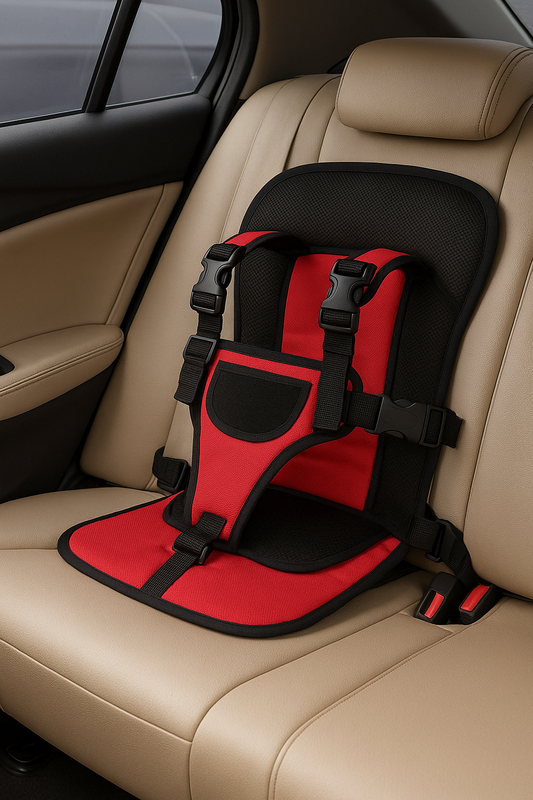 Car Cushion Baby Seat – Portable Child Safety Seat with Adjustable Harness for Cars & Travel