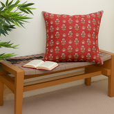 Shalimar Buta Cushion Cover 18x18 – Traditional Floral Red Cotton Throw Pillow Cover - Habitt
