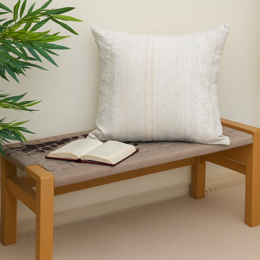 White Jaal Cushion Cover 20x20 – Elegant Cotton Embroidered Throw Pillow Cover